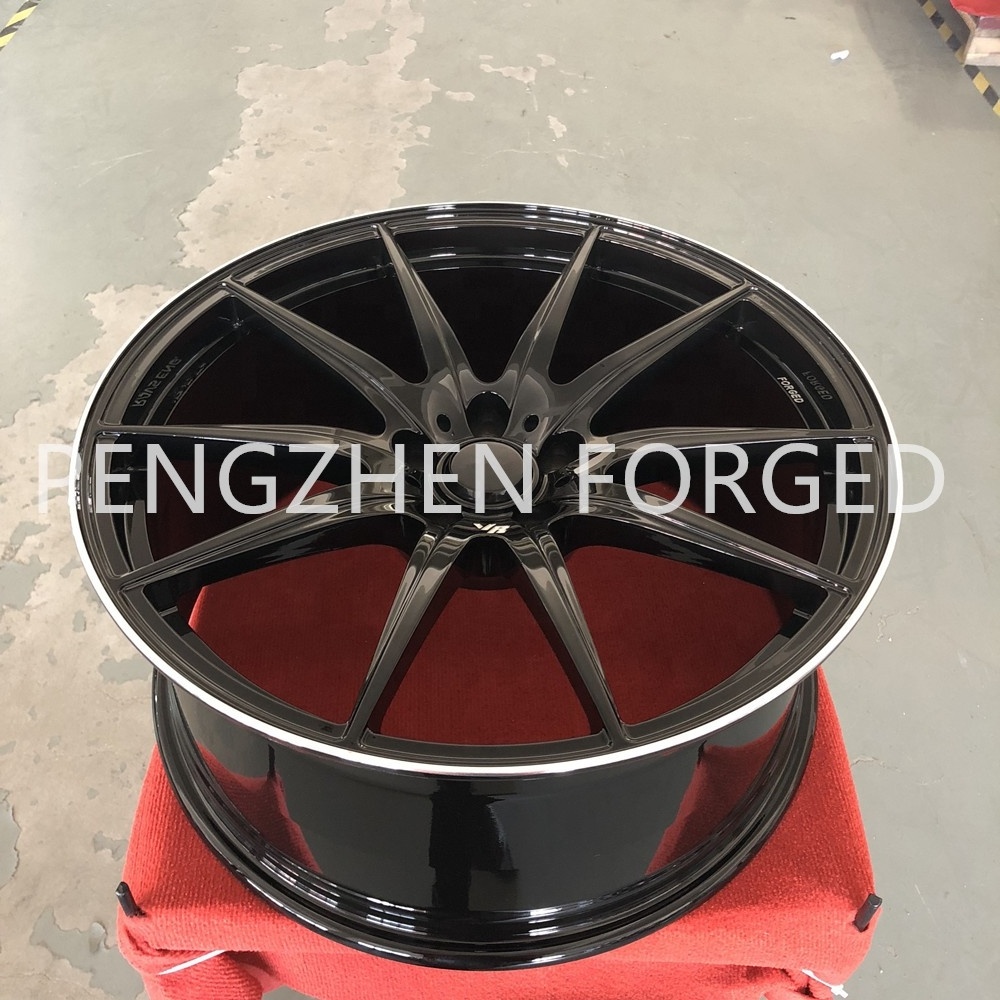 PENGZHEN gloss black with chrome lip alloy wheels 5x114.3 pcd 17 18 19 20 inch forged wheels rims for tesla