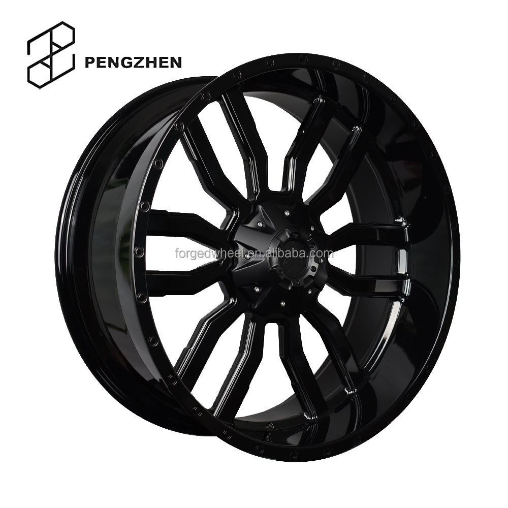 Pengzhen Passenger Car Rims Deep Lip Hyper Black Concave 24 inch 6x139.7 Deep Dish Alloy Wheels for Dodge