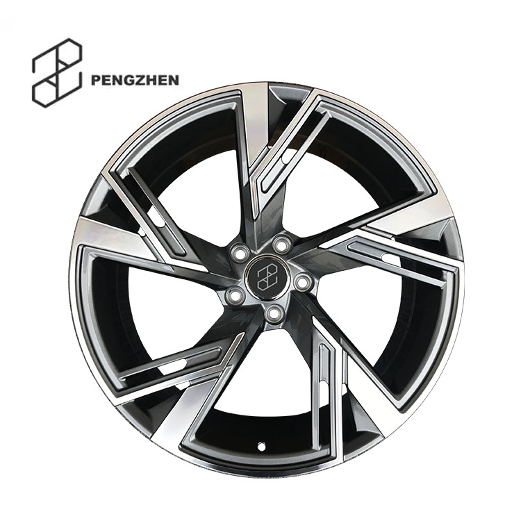 Pengzhen New Design 5x112 Machine Face Alloy Forged Car Five Spoke Wheels 18 19 Inch Rims For Audi R Series Blade