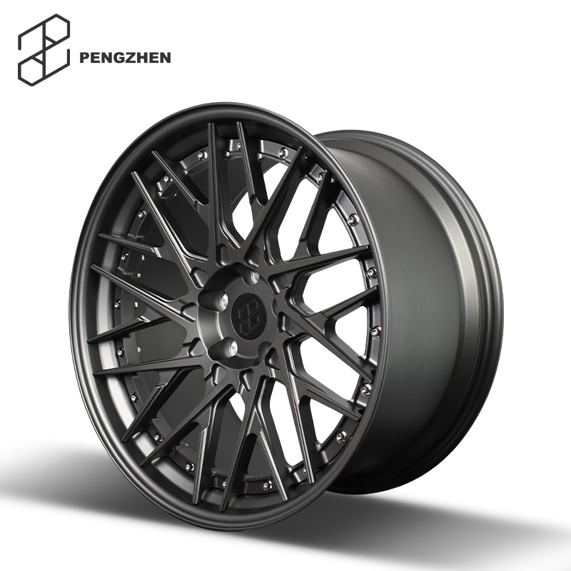 Pengzhen Wholesale Custom Matte Black Forged Two-piece Aluminum Alloy Car Rim 18 21 inch 5x120 Wheels for BMW