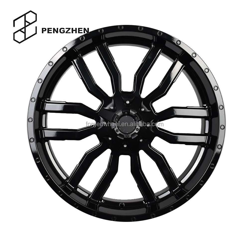 Pengzhen Passenger Car Rims Deep Lip Hyper Black Concave 24 inch 6x139.7 Deep Dish Alloy Wheels for Dodge