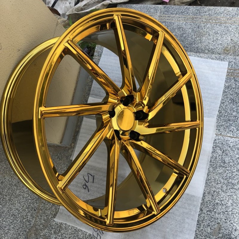 PENGZHEN custom high polish golden chrome  multiple spoke 19 20 21 22 24 26 inch sport car wheel rims