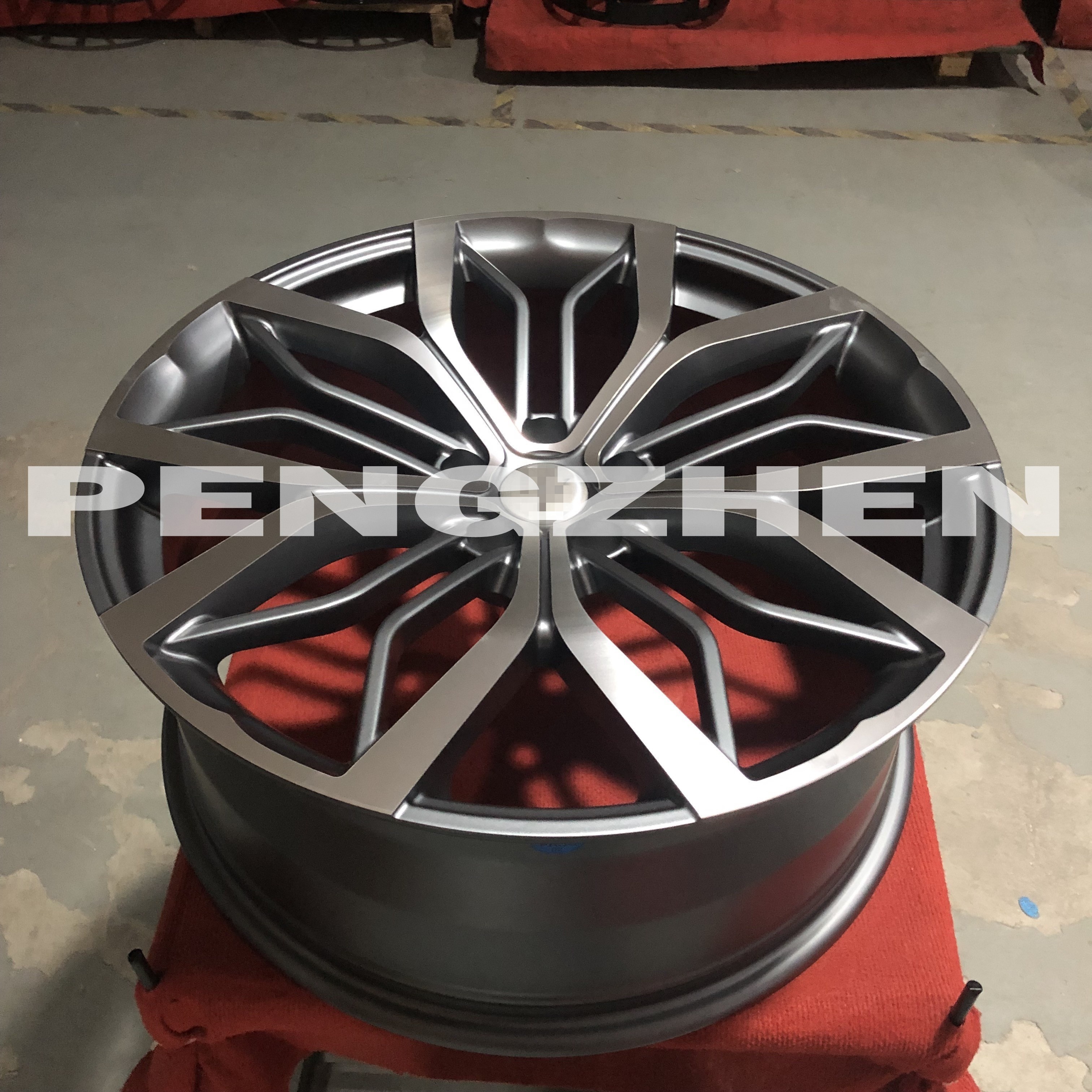 Pengzhen  gloss black gray machine face  16 17 18 5x108 inch five spoke forged rim wheels rims for Volvo