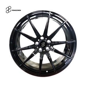 PENGZHEN gloss black with chrome lip alloy wheels 5x114.3 pcd 17 18 19 20 inch forged wheels rims for tesla