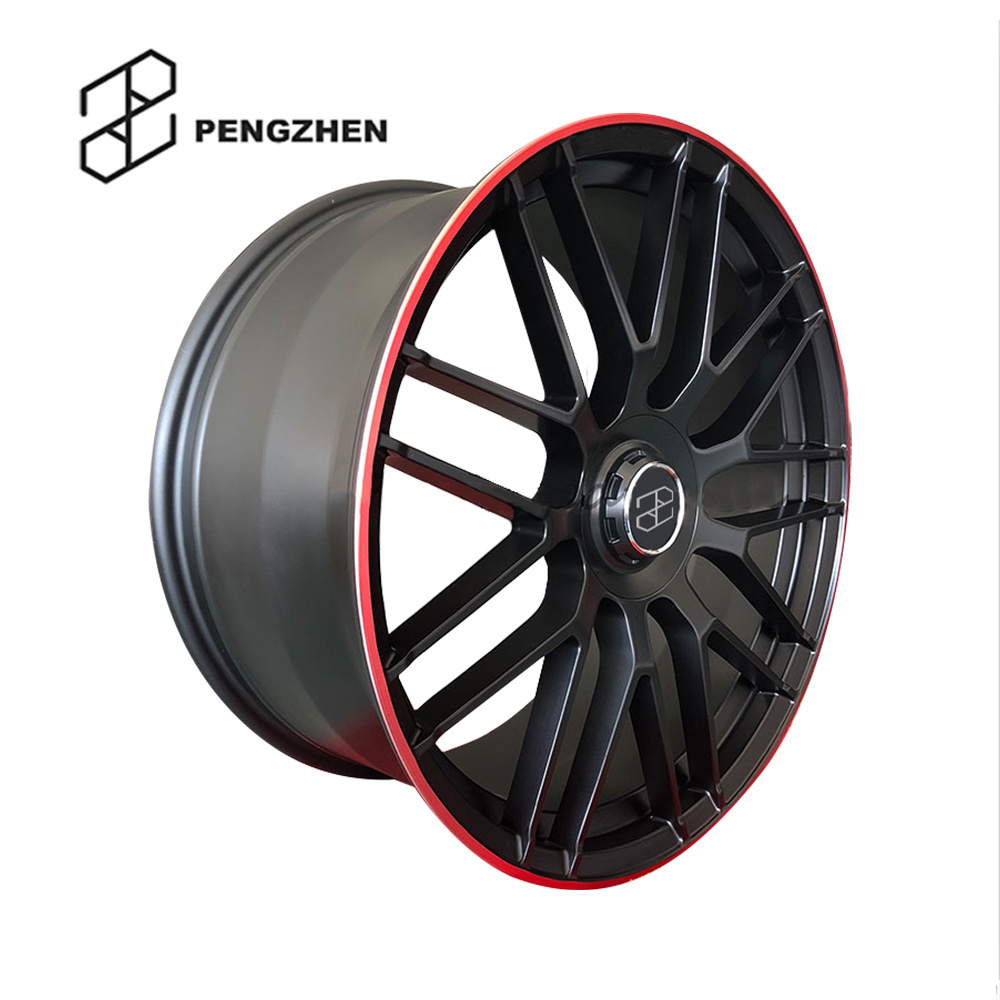 Pengzhen matte black red line hotsale 19 20 21 22 inch wholesale custom forged wheel rims for mercedes benz