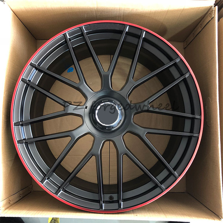 Pengzhen matte black red line hotsale 19 20 21 22 inch wholesale custom forged wheel rims for mercedes benz