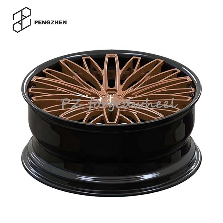 Pengzhen 2-Pieces Style Rose Gold Brushed 18 19 20 21 22 Inch 5x112 Forged Car Wheels Rims For Audi BMW