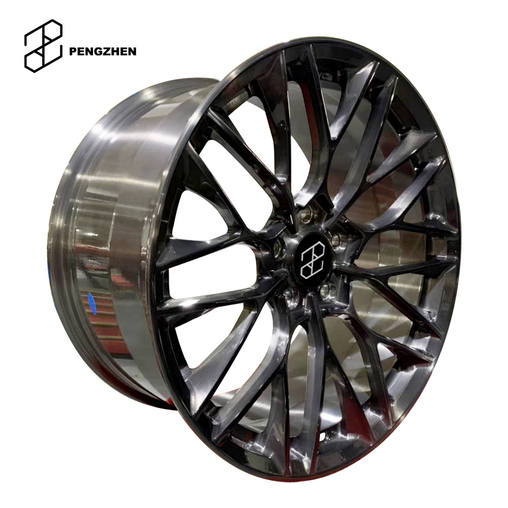 Pengzhen Brush Black Wheels Barrel 17x7.5J 20 Inch One Piece 10 Spoke Staggered Alloy Rims For Audi A6