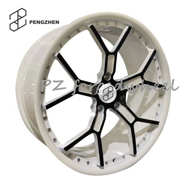 Pengzhen hot sale black and white 20 inch rims 5 hole made in China forged aluminum wheels for Ferrari