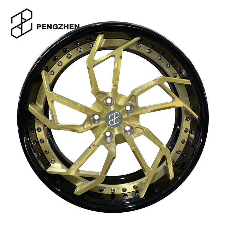 PENGZHEN Passenger Car New Design 2 Pc Black And Brushed Gold 5x120 20 Inch Forged Wheels Rims For Bmw