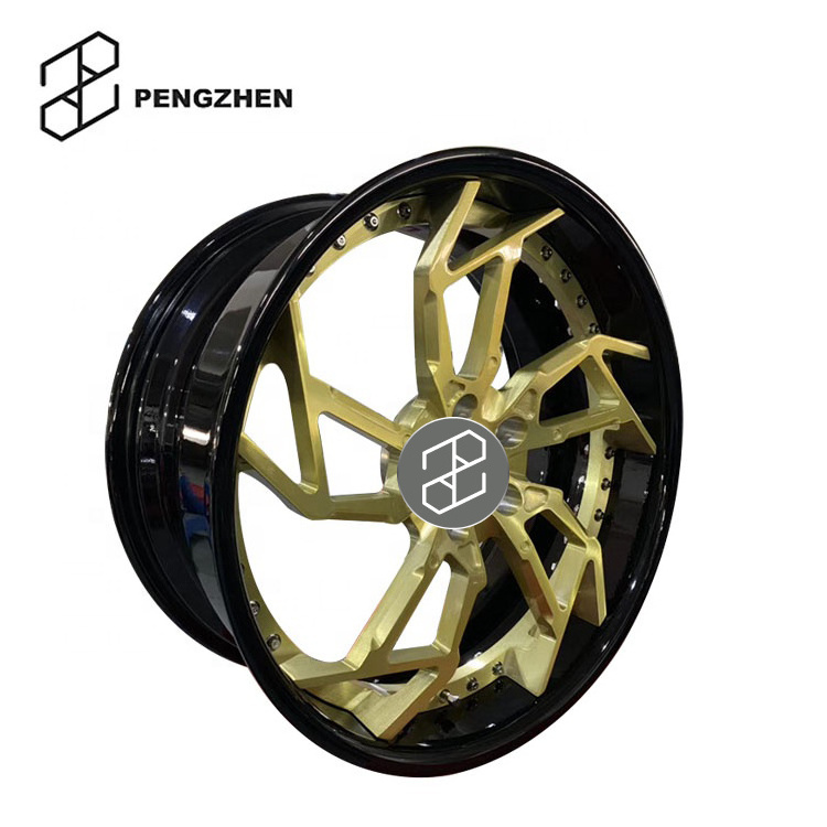 PENGZHEN Passenger Car New Design 2 Pc Black And Brushed Gold 5x120 20 Inch Forged Wheels Rims For Bmw