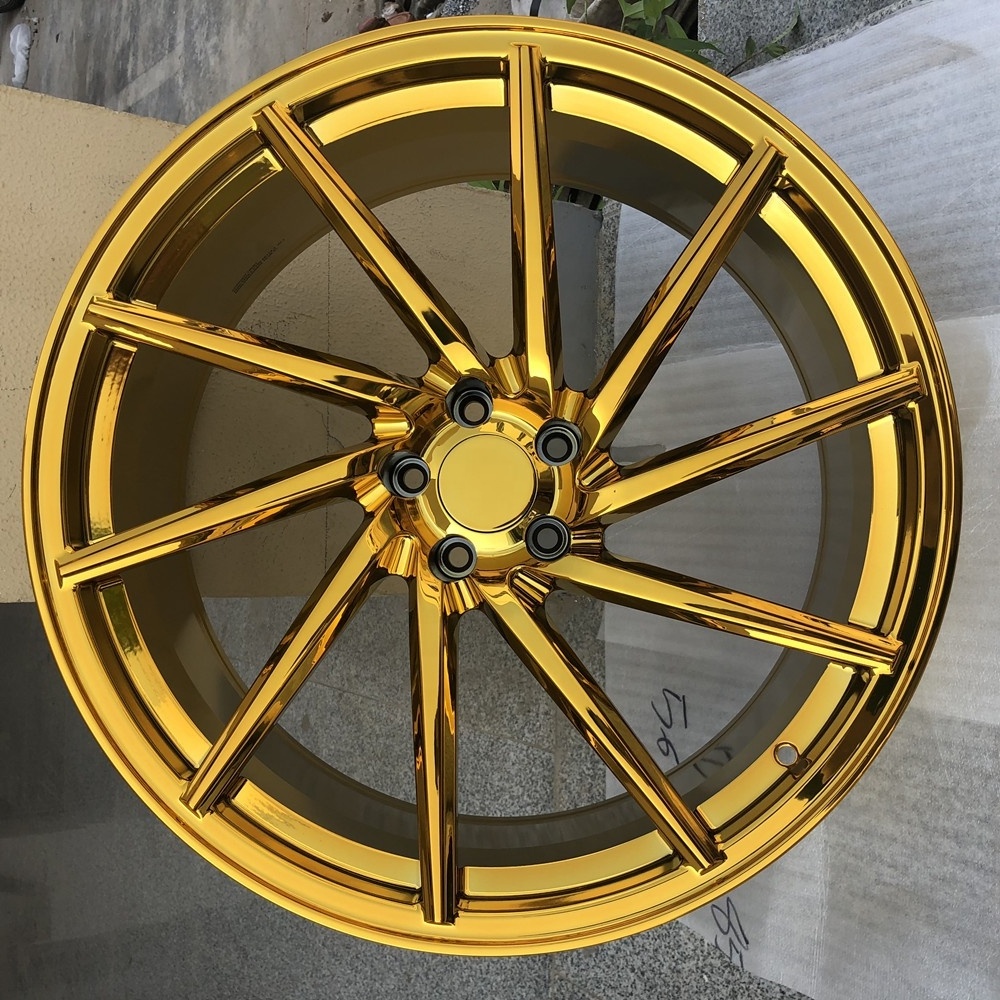 PENGZHEN custom high polish golden chrome  multiple spoke 19 20 21 22 24 26 inch sport car wheel rims