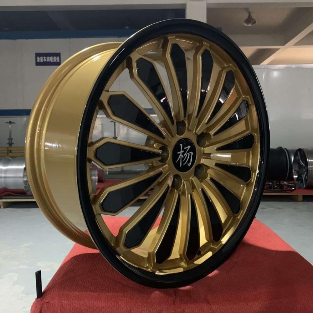 Pengzhen 20 22 inch 5x112 Black and Gold Bronze Monoblock Forged Wheels Rims for Amg Mercedes benz