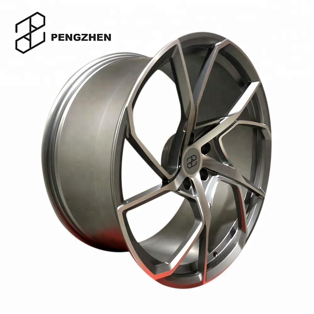 Pengzhen Silver Finish Passenger Car Wheels Gray 5 Double Float Spoke 18x8.5 5x114.3 Rims for Tesla