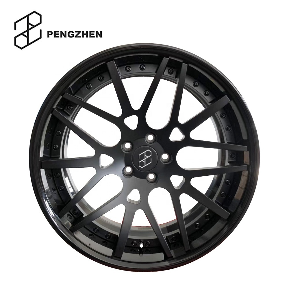 Pengzhen Passenger Car Wheel Two Piece Black Color Concave Design 18 19 20 22 Inch 5x112 Rims For Audi