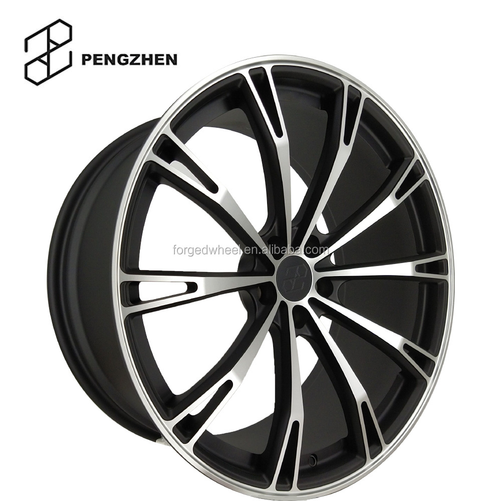 Pengzhen 20 inch Gloss black 5x112 Multi Spoke Black Rims Facing Machine Sliver Lip 20