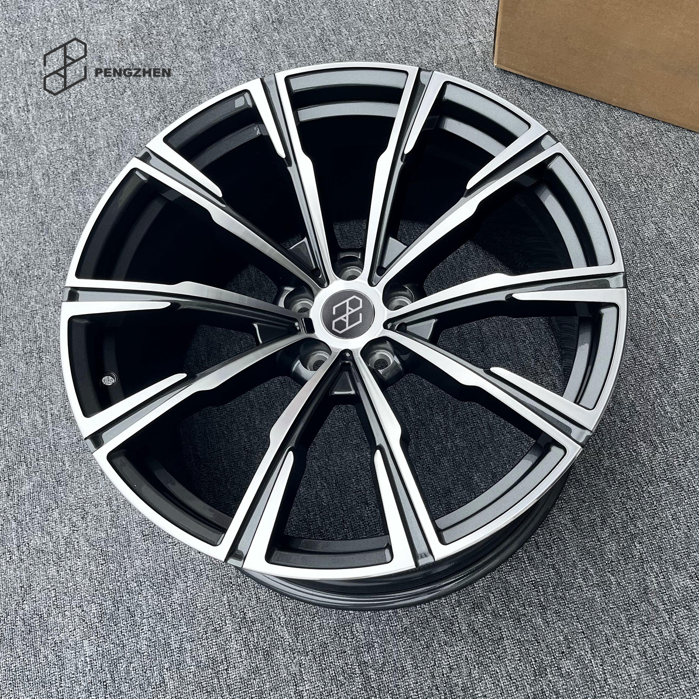 Pengzhen 20 22 inch Gunmetal Gray Diamond Cutting Disc 5 Spoke Rims 5 Holes Forged Wheels for BMW