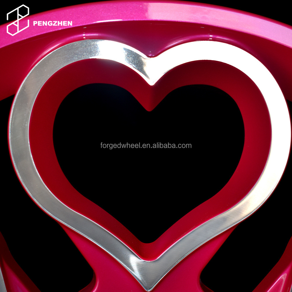 Pengzhen custom 4x100 pink car rims with hearts shape alloy wheels 16 inch 4 hole for smart four two