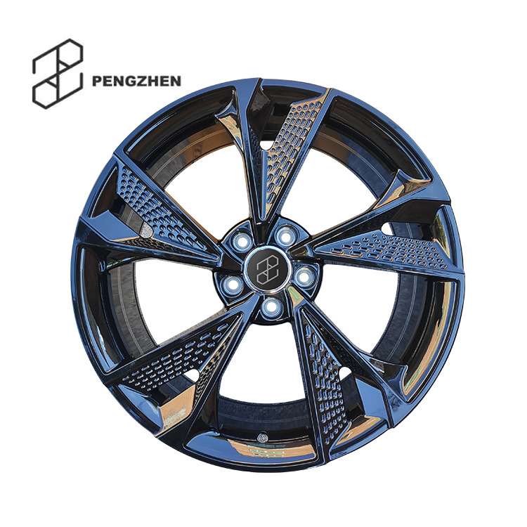 Pengzhen Bright Black Powder Coating 18 19 20 21 Inch PCD 5x112 Passenger Car Wheels Rims For Audi Crocodile Skin