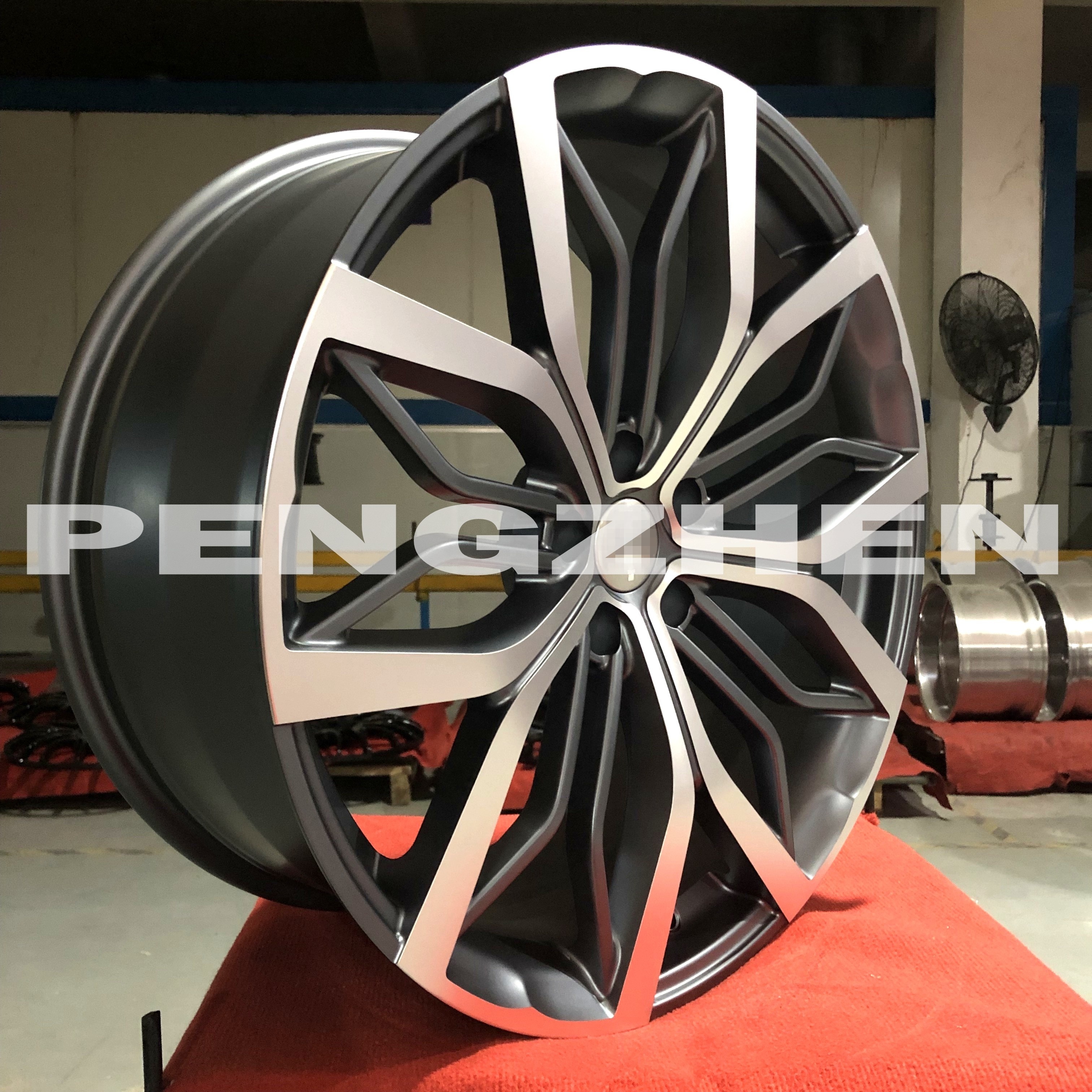 Pengzhen  gloss black gray machine face  16 17 18 5x108 inch five spoke forged rim wheels rims for Volvo