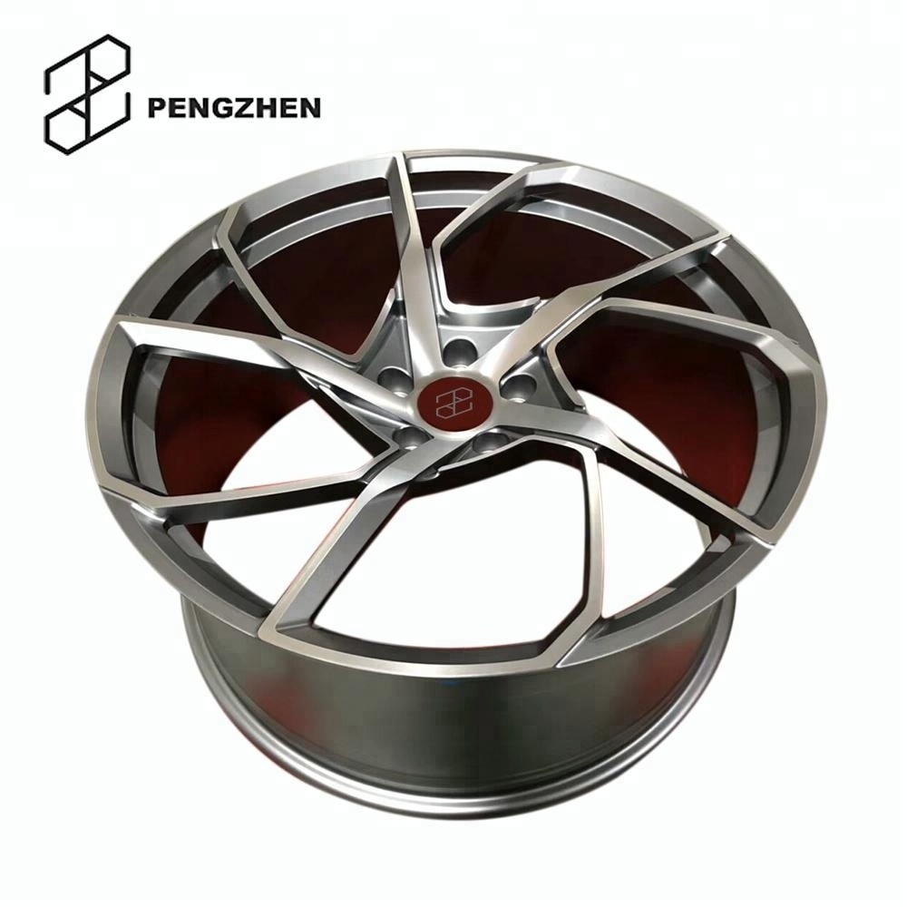 Pengzhen Silver Finish Passenger Car Wheels Gray 5 Double Float Spoke 18x8.5 5x114.3 Rims for Tesla