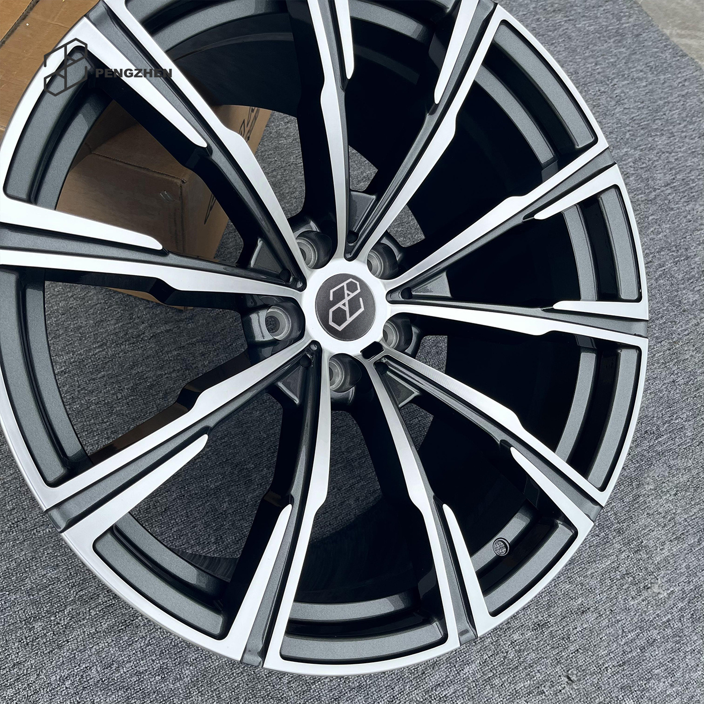 Pengzhen 20 22 inch Gunmetal Gray Diamond Cutting Disc 5 Spoke Rims 5 Holes Forged Wheels for BMW