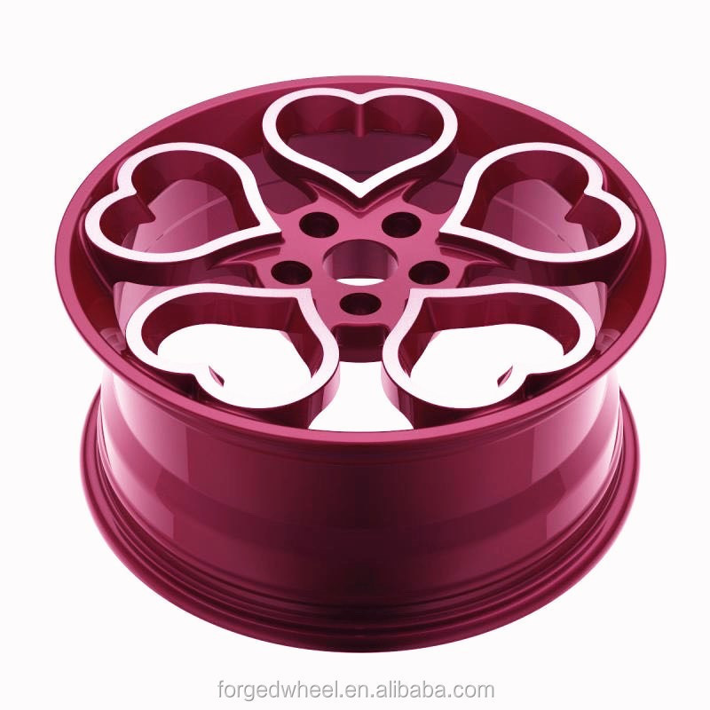 Pengzhen custom forged car alloy wheels rims with hearts 16 17 18 19 inch 5 holes pink  rose red small wheel rims 5x112 for bmw