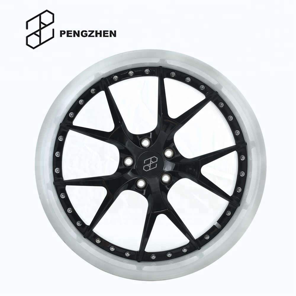 Pengzhen Black And White Custom Staggered 19 20 22 Inch Deep Dish 2 Piece 5 Lug 5x120 Racing Aluminum Alloy Wheels Rims For c6