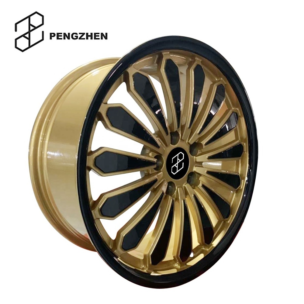 Pengzhen 20 22 inch 5x112 Black and Gold Bronze Monoblock Forged Wheels Rims for Amg Mercedes benz