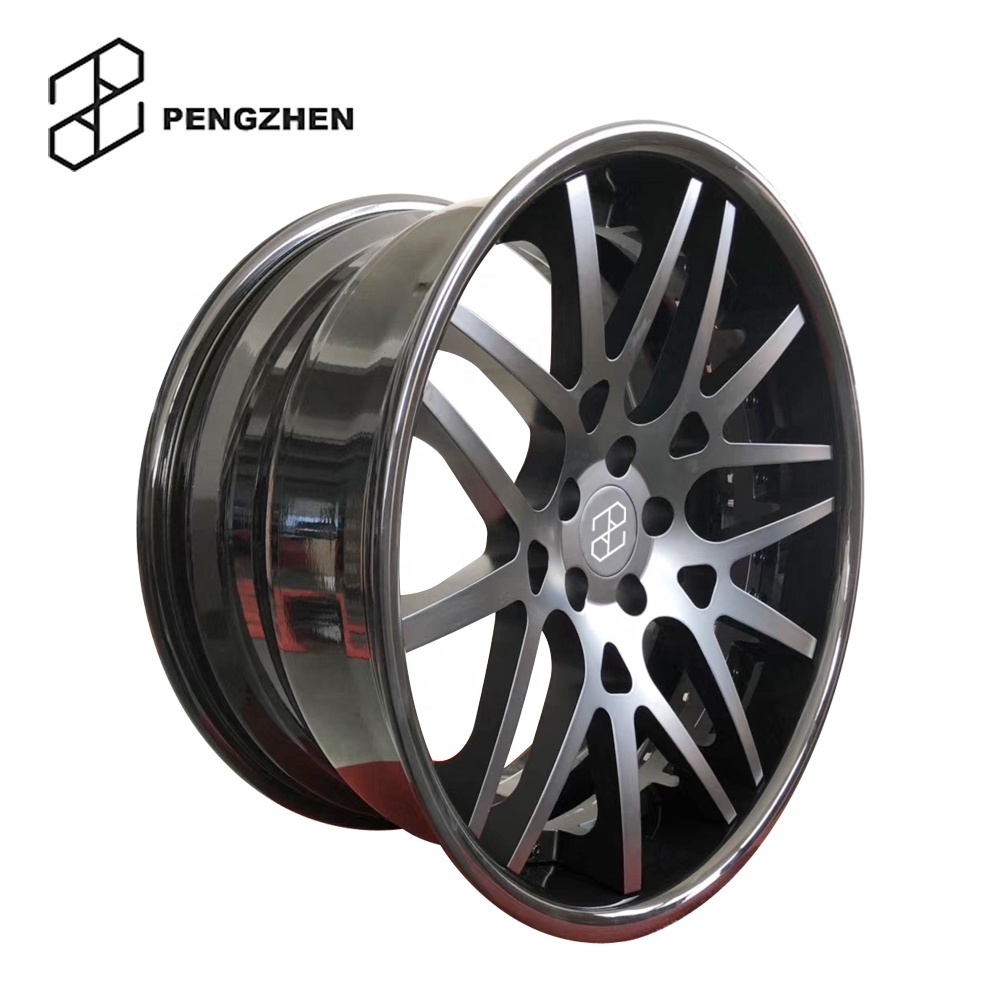 Pengzhen Passenger Car Wheel Two Piece Black Color Concave Design 18 19 20 22 Inch 5x112 Rims For Audi