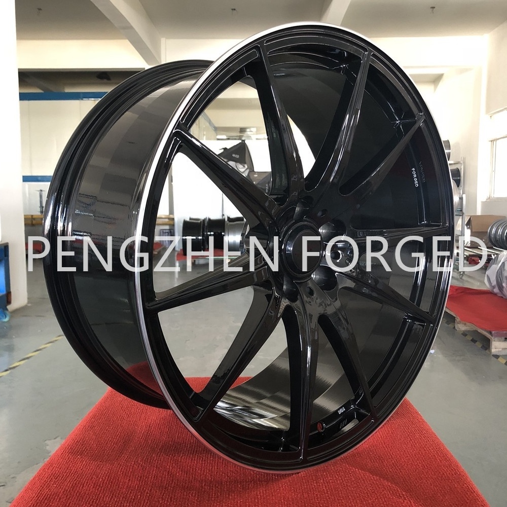 PENGZHEN gloss black with chrome lip alloy wheels 5x114.3 pcd 17 18 19 20 inch forged wheels rims for tesla