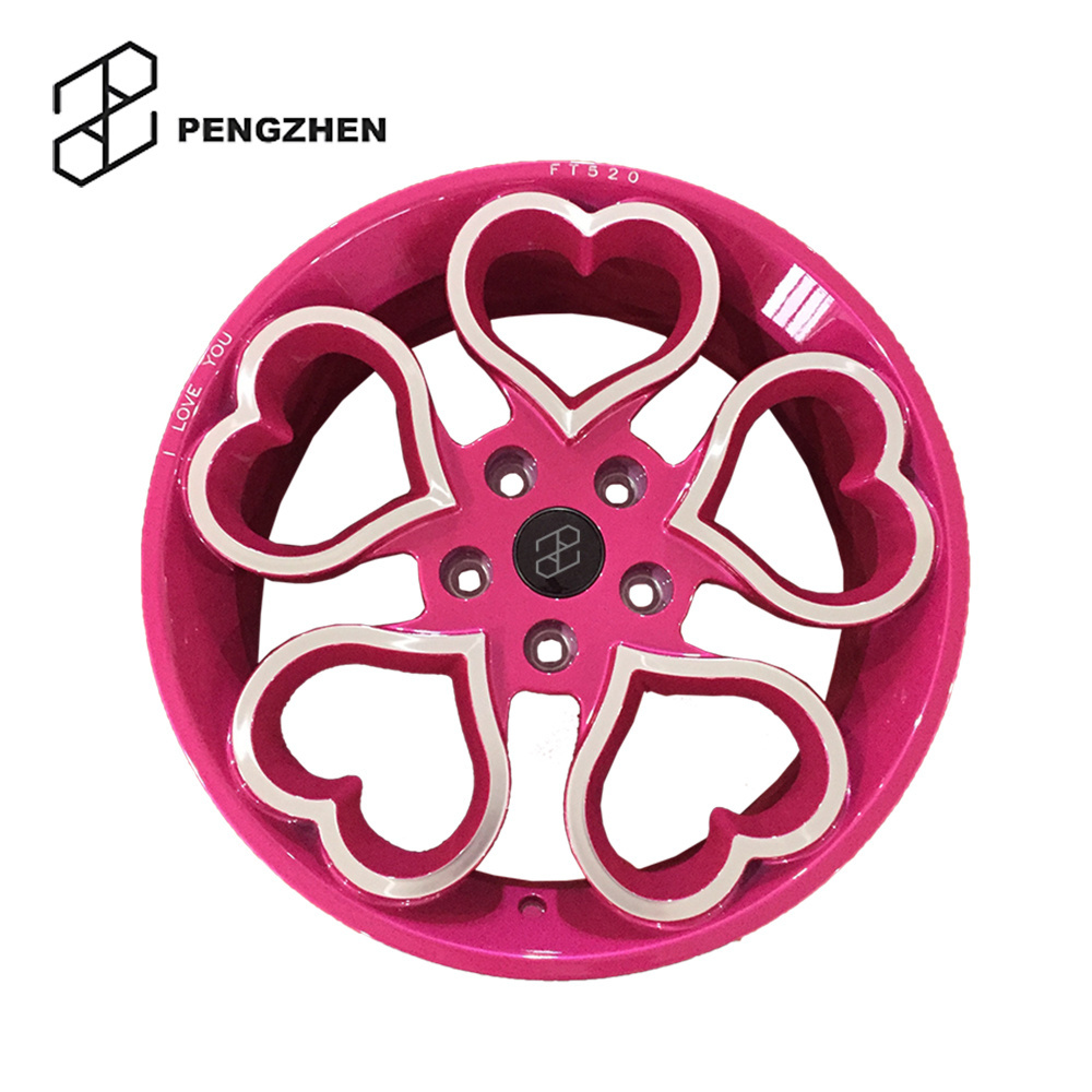 Pengzhen custom forged car alloy wheels rims with hearts 16 17 18 19 inch 5 holes pink  rose red small wheel rims 5x112 for bmw