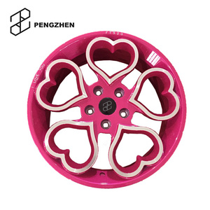 Pengzhen custom forged car alloy wheels rims with hearts 16 17 18 19 inch 5 holes pink  rose red small wheel rims 5x112 for bmw