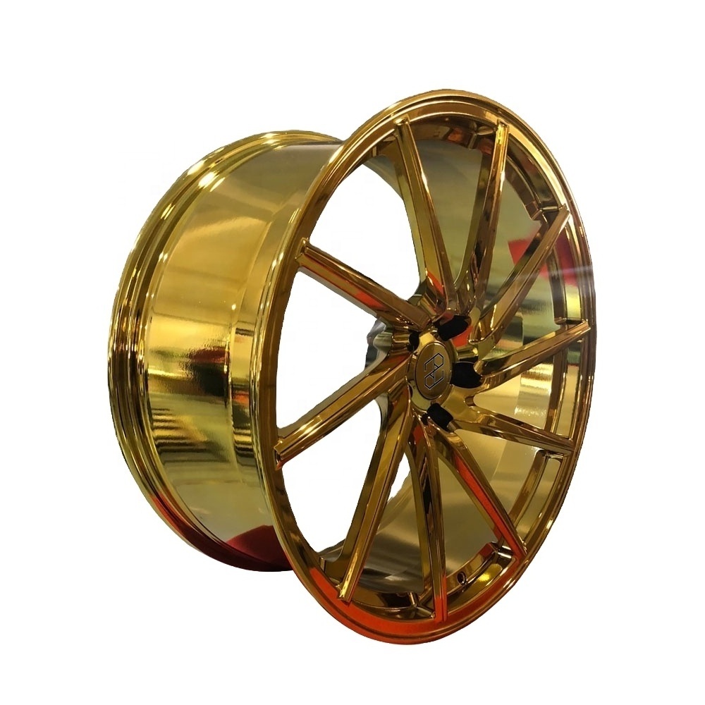 PENGZHEN custom high polish golden chrome  multiple spoke 19 20 21 22 24 26 inch sport car wheel rims