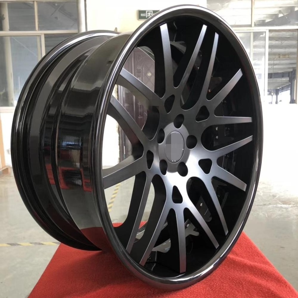 Pengzhen Passenger Car Wheel Two Piece Black Color Concave Design 18 19 20 22 Inch 5x112 Rims For Audi