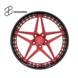 Pengzhen Gloss Black And Red Custom Deep Dish Rims 5 Star Spokes 19 Forged Alloy Car Wheels Rim For BMW e39