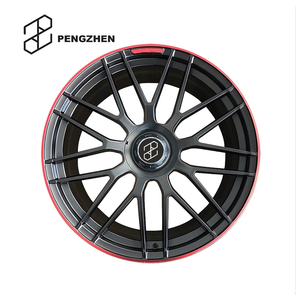 Pengzhen matte black red line hotsale 19 20 21 22 inch wholesale custom forged wheel rims for mercedes benz