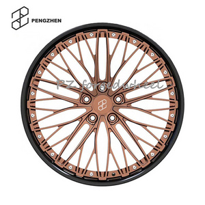 Pengzhen 2-Pieces Style Rose Gold Brushed 18 19 20 21 22 Inch 5x112 Forged Car Wheels Rims For Audi BMW