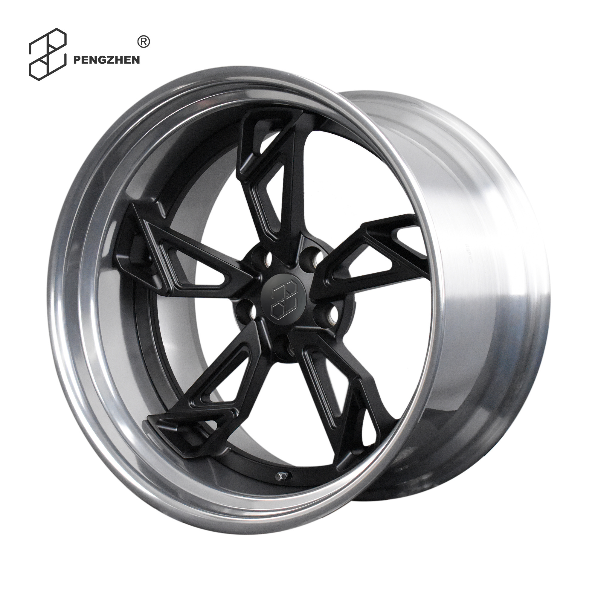 Pengzhen 20 inch Deep Dish 5 Spoke Matte Black Silver Rims Polishing Alloy Wheels  for Chevrolet Camaro