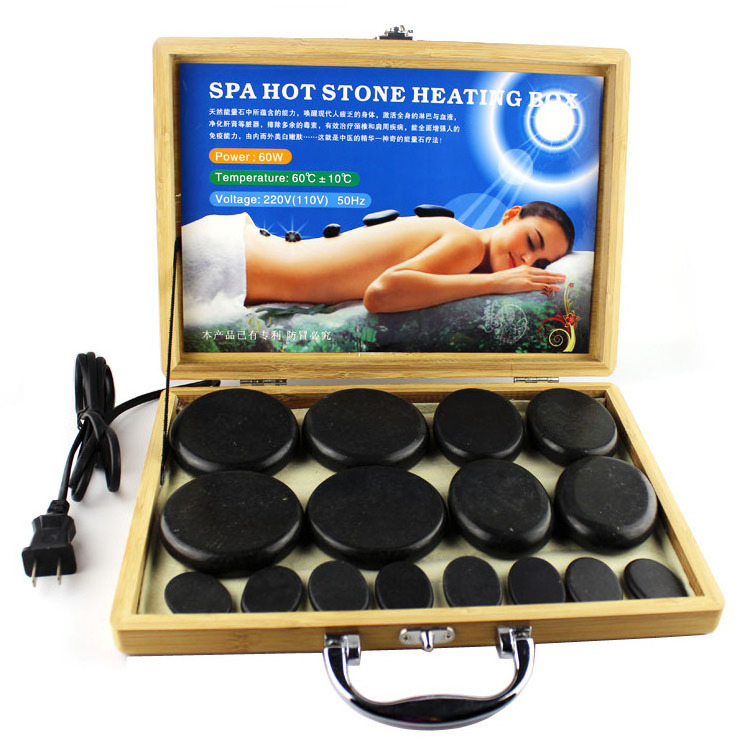 Hot Selling Electric Spa essential oil stone Portable Heated Rocks Massage Stones and Warmer Set Come with 16 pcs Hot stones