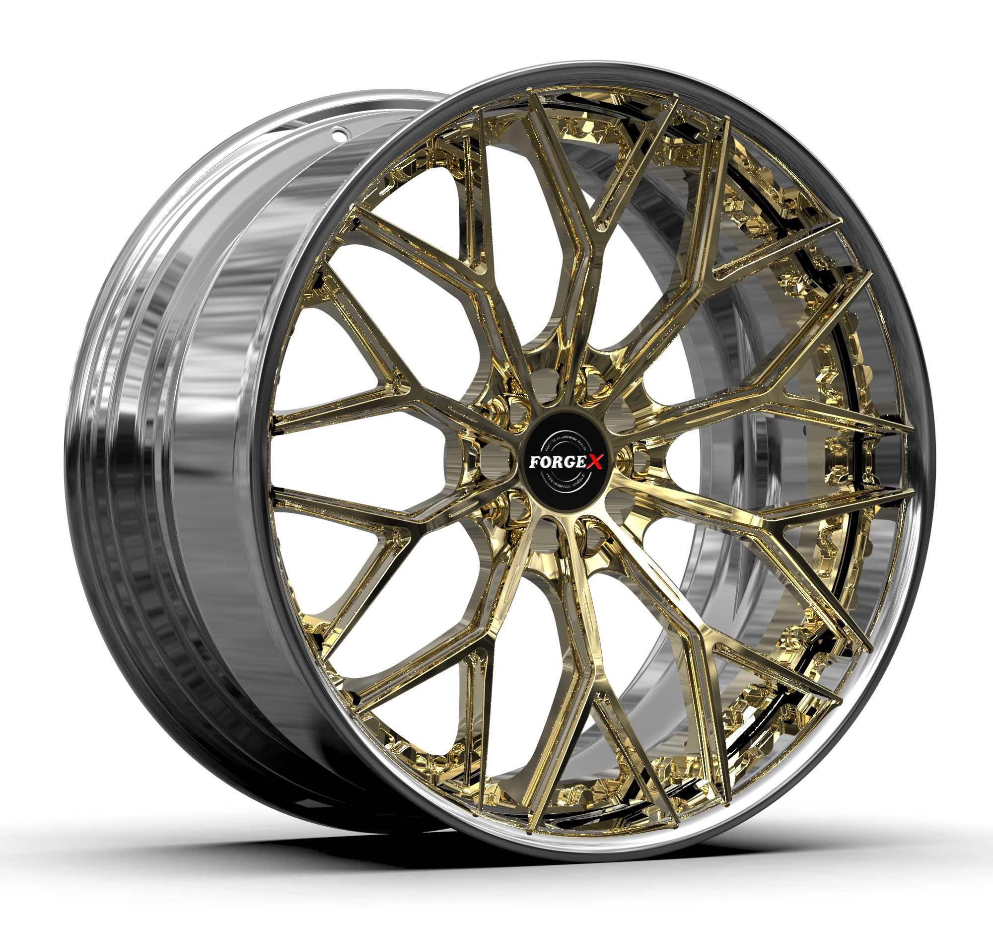 Customizable forged wheels forgiato 2 pcs chrome gold rim 17 18 19 20 21 22 23 24 inch rims 5x114.3 18 5x120 2/3 piece wheels