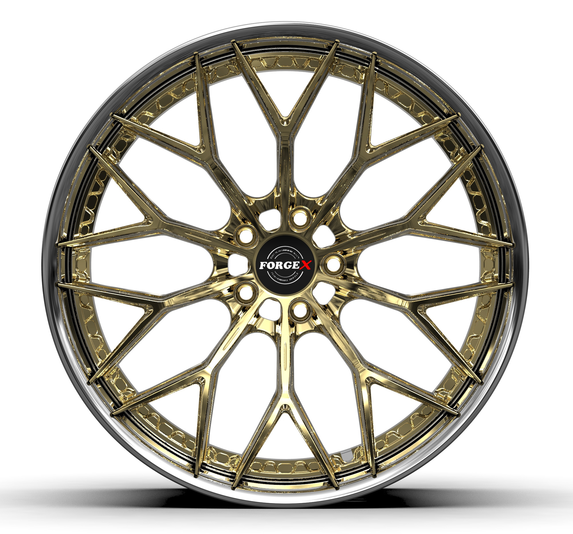 Customizable forged wheels forgiato 2 pcs chrome gold rim 17 18 19 20 21 22 23 24 inch rims 5x114.3 18 5x120 2/3 piece wheels