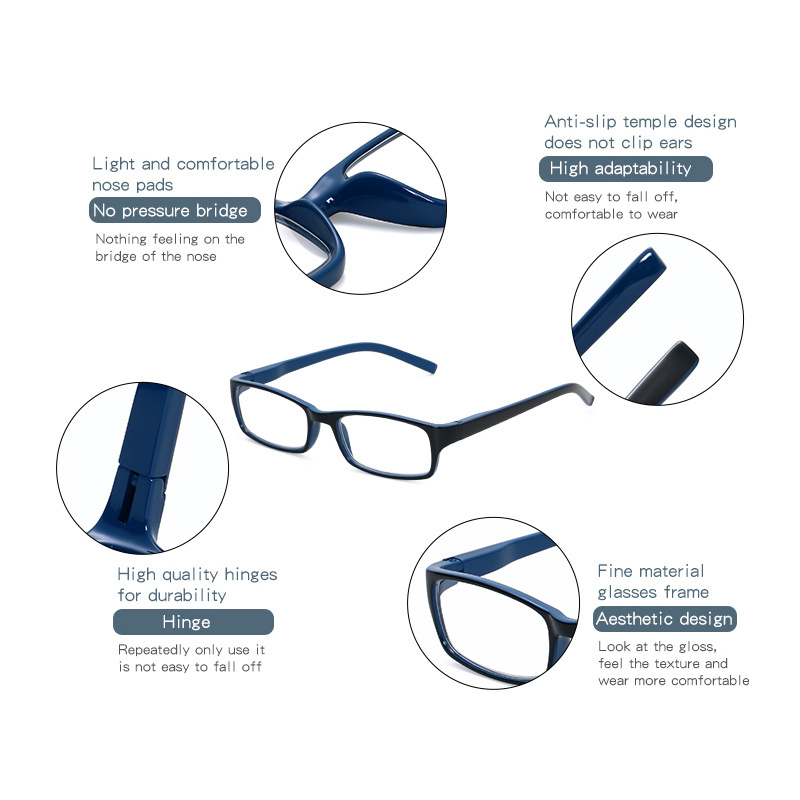 BLONGU READING GLASSES Spring Hinge Comfort Readers Plastic Glasses for reading