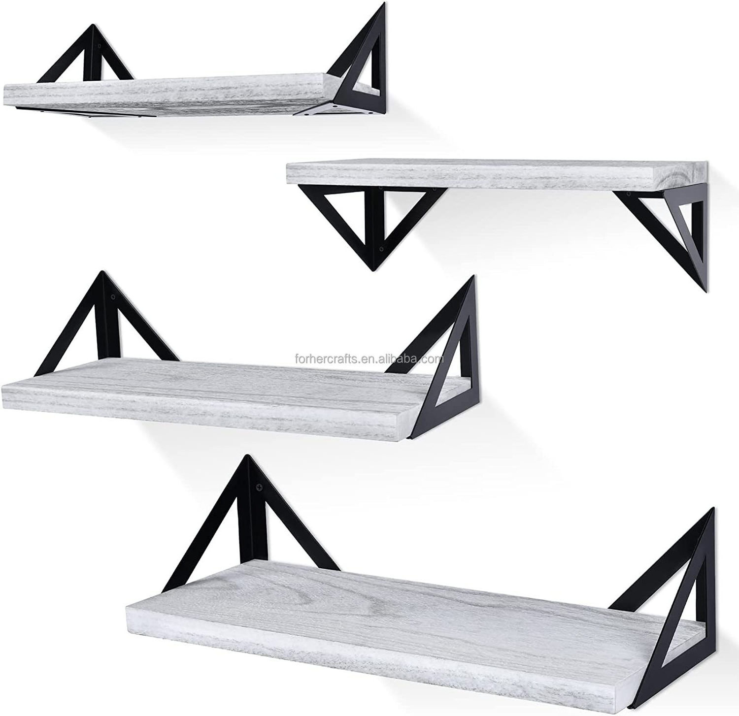 Floating Shelves Wall Mounted Set of 4, Rustic Wood Wall Shelves, Storage Shelves for Bedroom