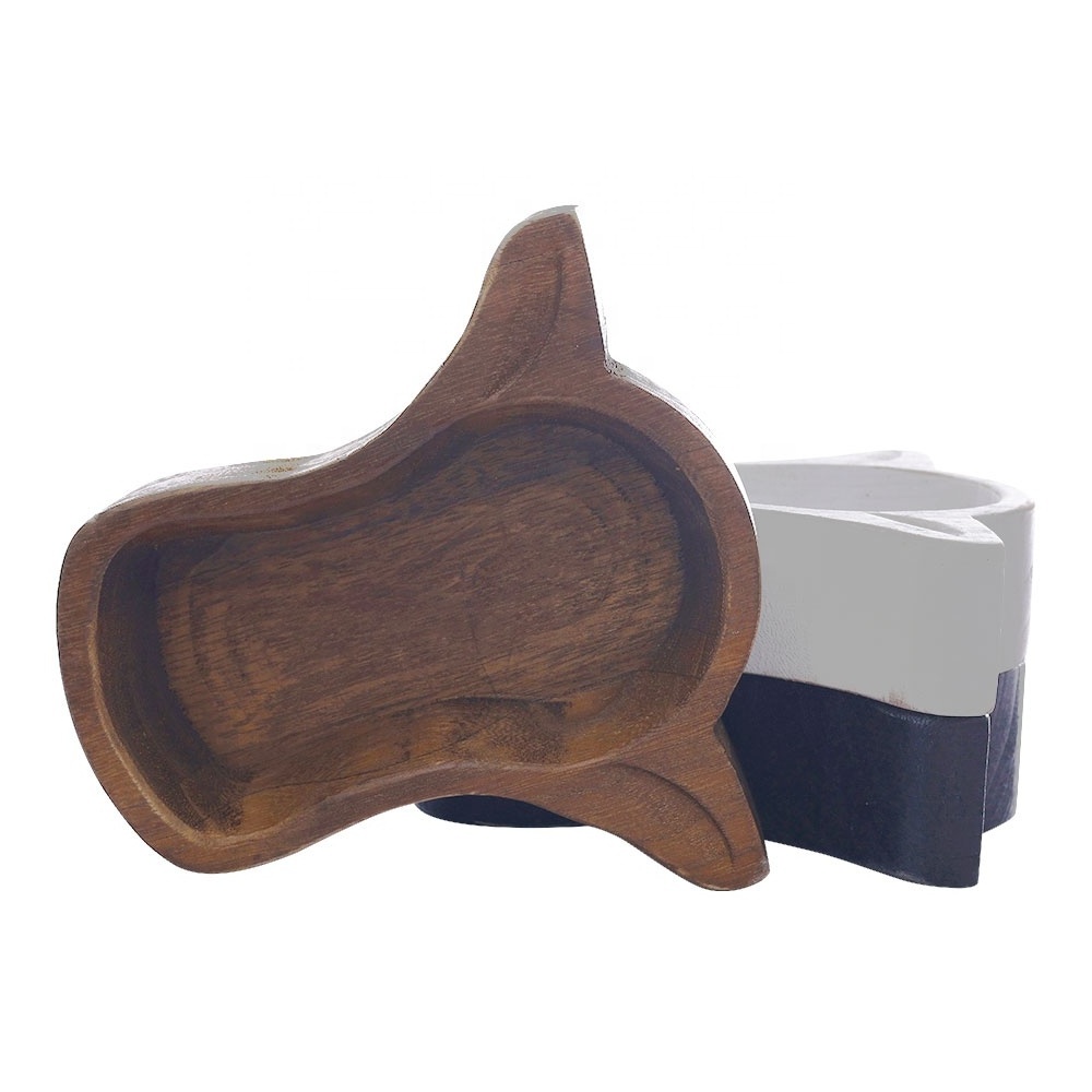 Cow Head Shape 3 Wick Wooden Dough Bowl Candle High Fragrance Load Long Burn Times Wooden Dough Candle Bowls