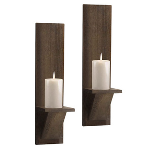 Wall Mounted Woden Candle Holders Rustic Wall Decor Floating Shelves Candle Flowers Vase Wall Shelf Bathroom Bedroom