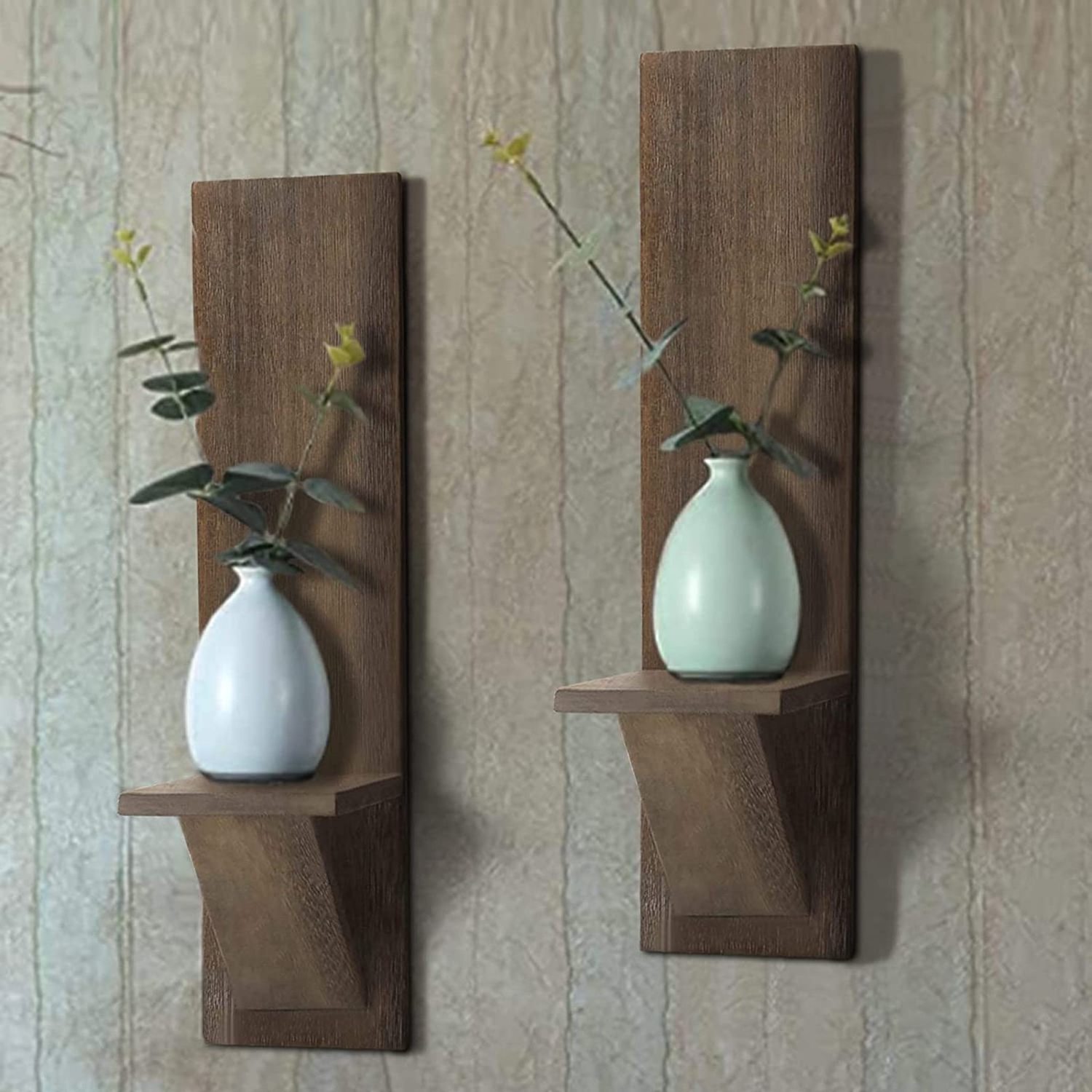 Wall Mounted Woden Candle Holders Rustic Wall Decor Floating Shelves Candle Flowers Vase Wall Shelf Bathroom Bedroom