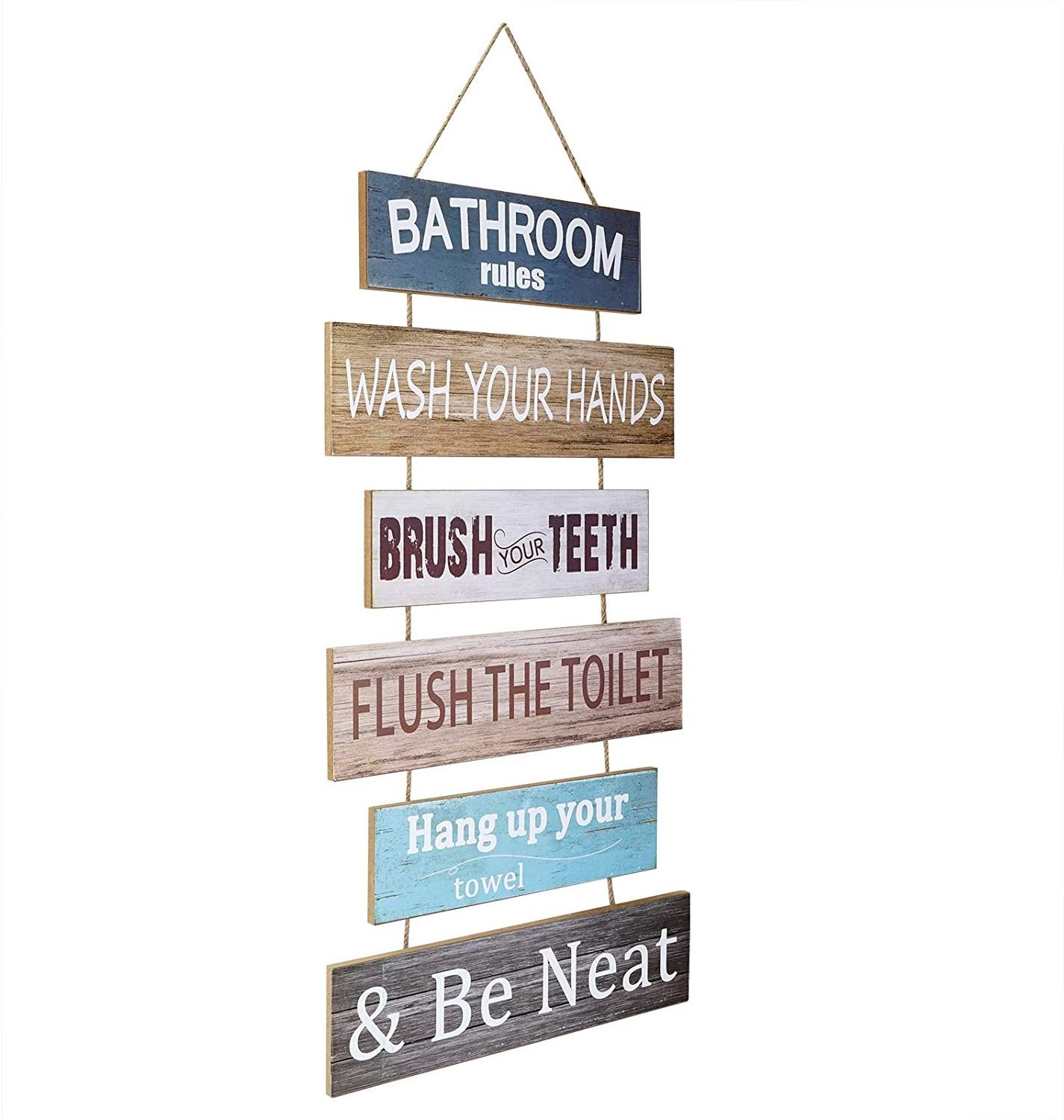 Rustic Wall Hanging Sign Wooden Bathroom Rules Sign Decor Wall Art Sign for Your Toilet