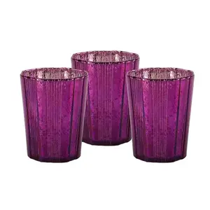 Handmade Home Glass Votive Holders (Purple) Votive Holders Christmas Decoration Low Price Ready to Ship