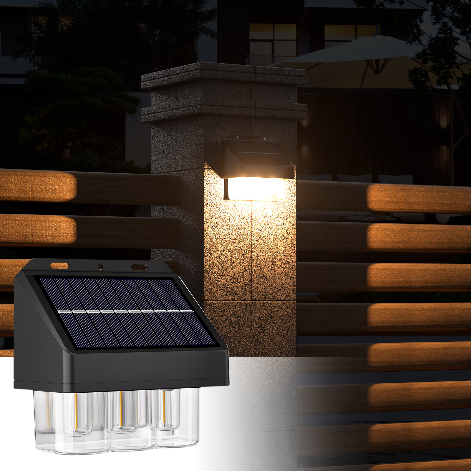 Wholesale Dusk to Dawn for Outside Deck Porch Garden Patio Hotel Wall Mounted Outdoor Fence Solar Lights Led Solar Wall Light